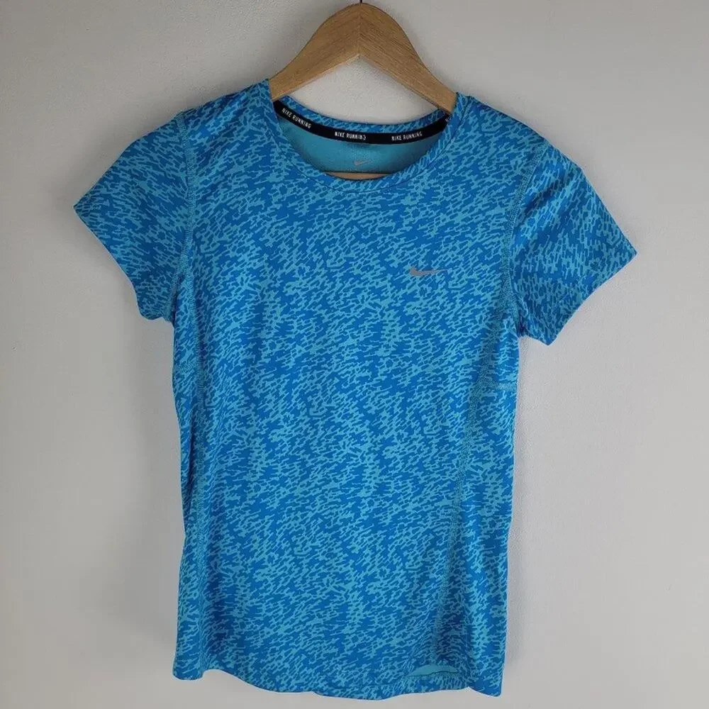 Nike Running Active Shirt Short Sleeve Blue Sports Yoga Size XS
